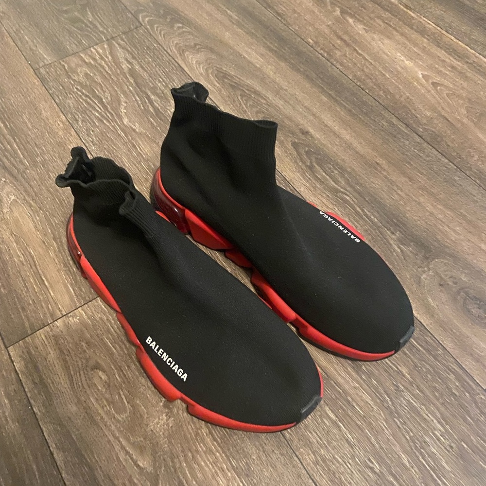 Balenciaga Black and Red Sock Sneakers